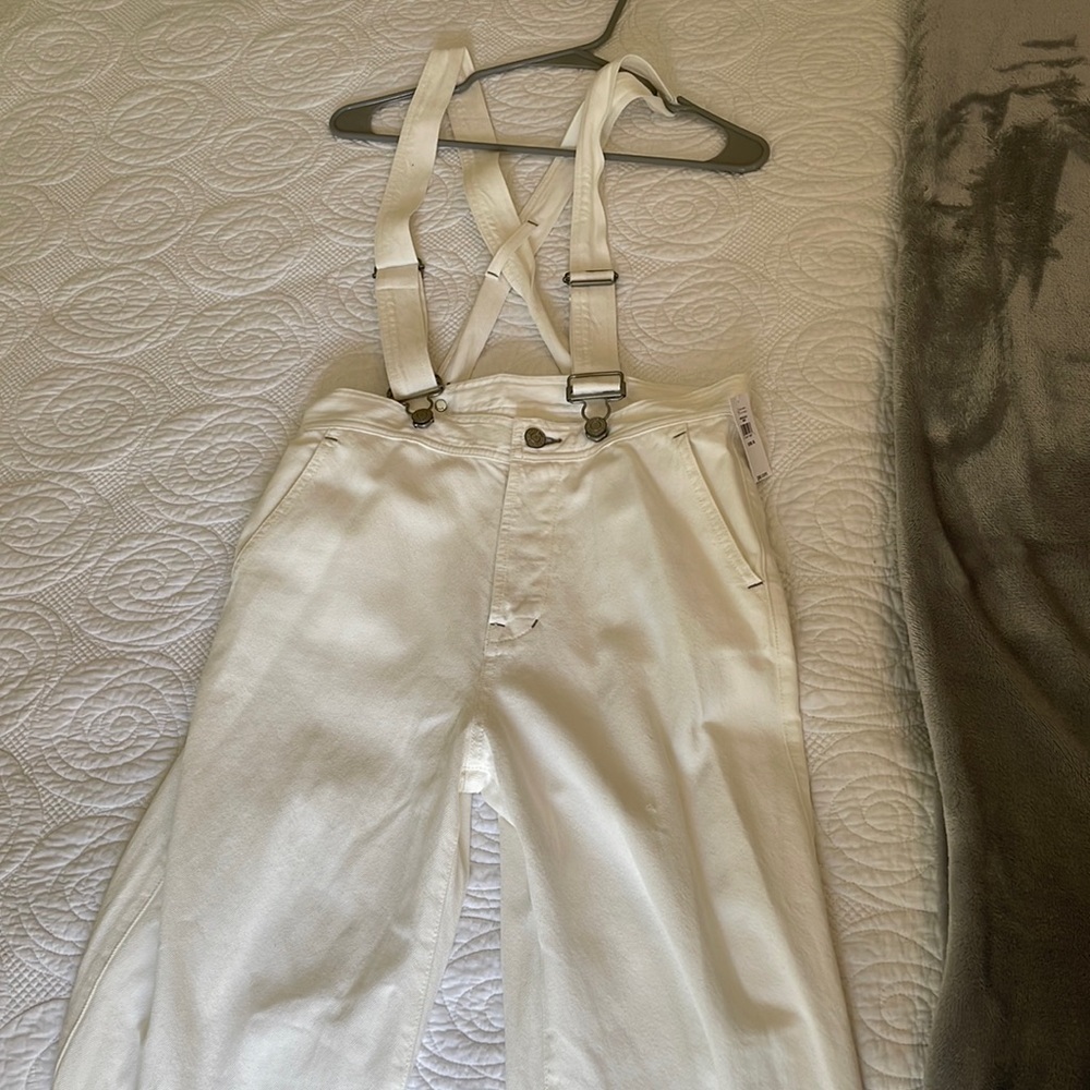 gap suspender white jeans 25/0R